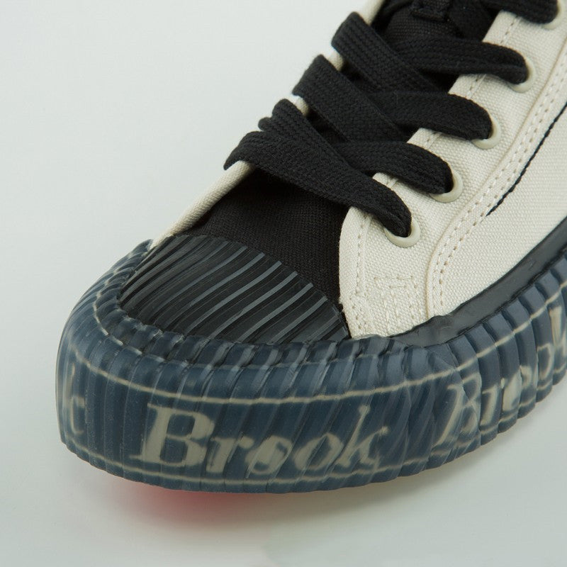 One Piece Brook High Top Canvas Sneakers, Unisex Lace-Up Thick Ribbed Cookie Sole Skate Shoes, Cream White Anime Embroidery Casual Footwear, One Piece Anime Streetwear Sneakers, Anime Fan Collectible Gift