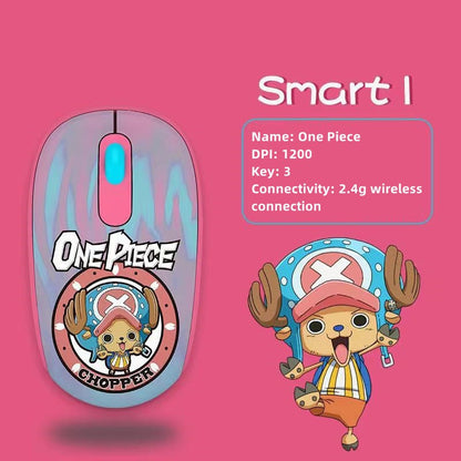 One Piece Anime 2.4G Wireless Mouse, Portable Optical Computer Mouse with Tony Tony Chopper & Straw Hat Skull Pattern, Ergonomic Silent Mice for Laptop PC Desktop, Anime Fan Gift