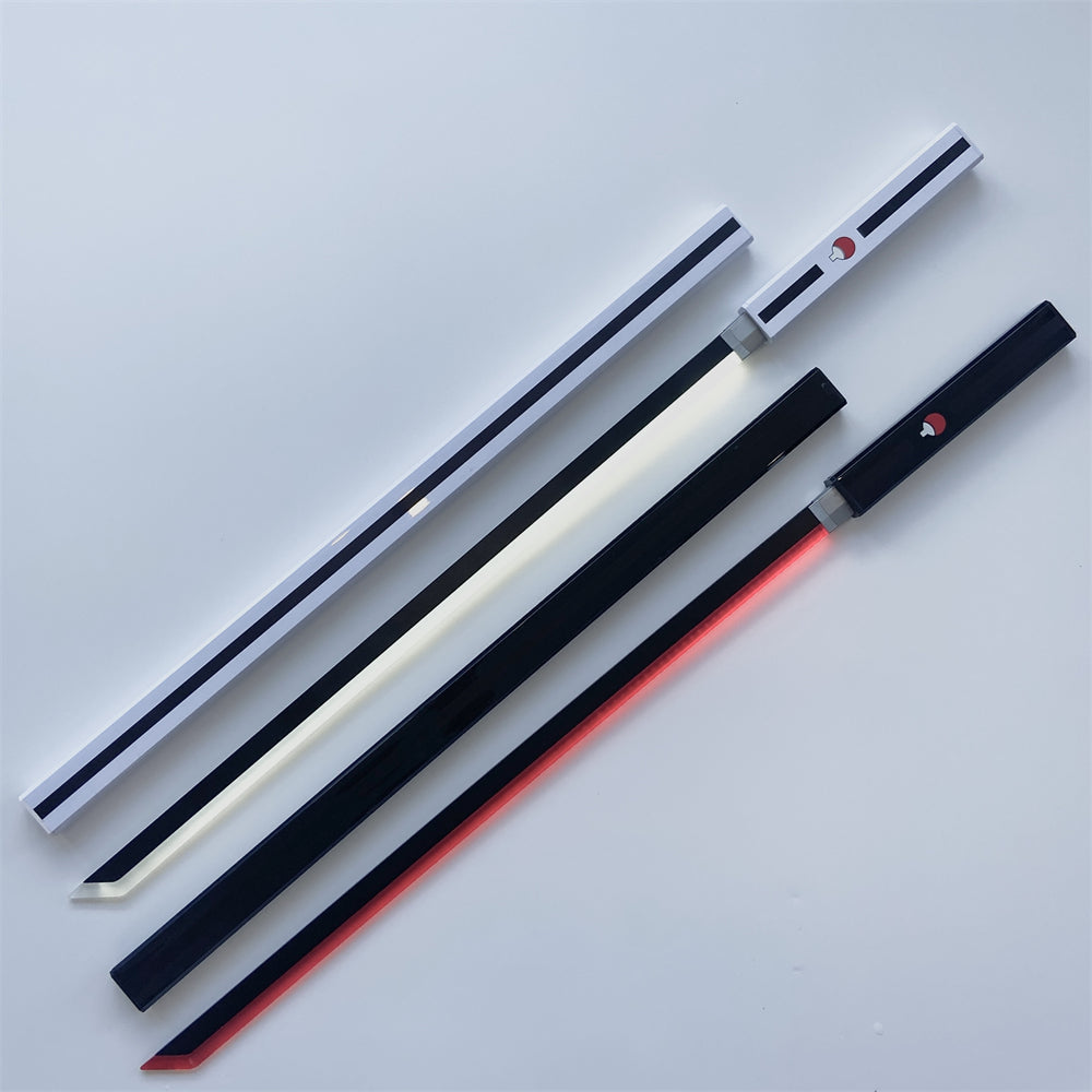 Naruto Uchiha Anime Light Up Katana Sword, Rechargeable LED Glow Samurai Sword with Scabbard, Touch Control Lightsaber Katana, Anime Cosplay Prop Collectible Sword for Naruto Fans