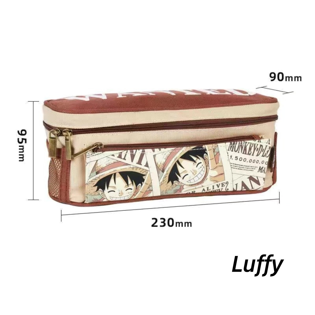 One Piece Anime Pencil Case, Luffy Zoro Sanji Chopper Wanted Poster Large Capacity Pen Bag, Multi-layer Canvas Stationery Storage Pouch, Anime School Supplies Gift for One Piece Fans