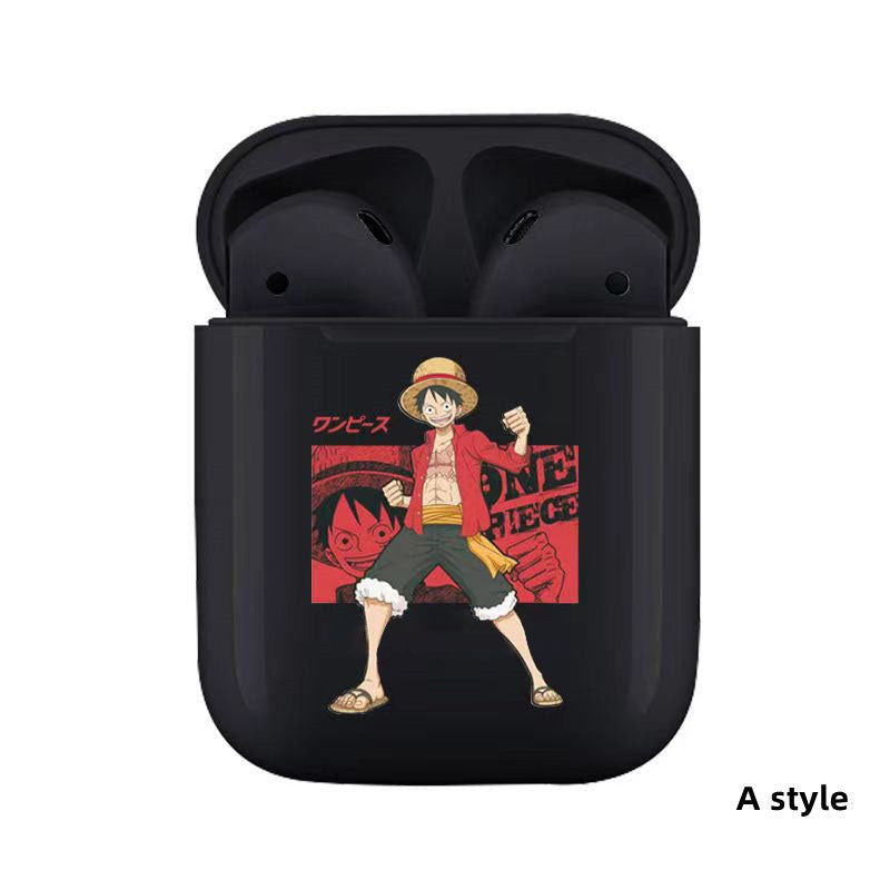 One Piece Anime TWS Wireless Earbuds, Luffy Zoro Sanji Chopper Skull Logo Printed Bluetooth Earphones, Stereo In-Ear Headphones with Portable Charging Case, Anime Fan Gift Wireless Headset