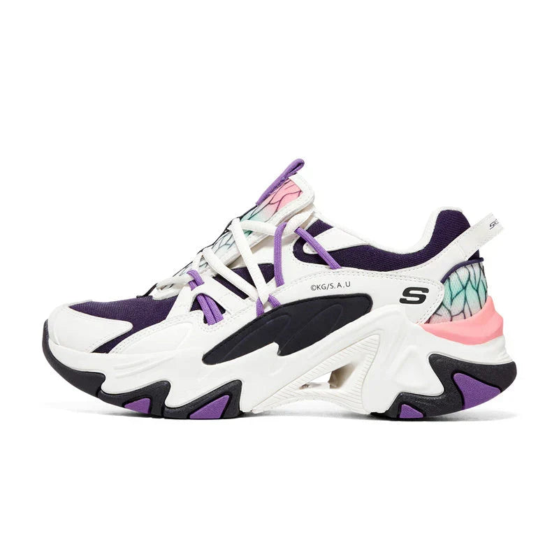 Demon Slayer Shinobu Kocho Chunky Platform Sneakers, Women Purple Butterfly Pattern Dad Shoes, Thick Sole Casual Walking Trainers, Non Slip Anime Cosplay Daily Streetwear Sneaker for Demon Slayer Fans