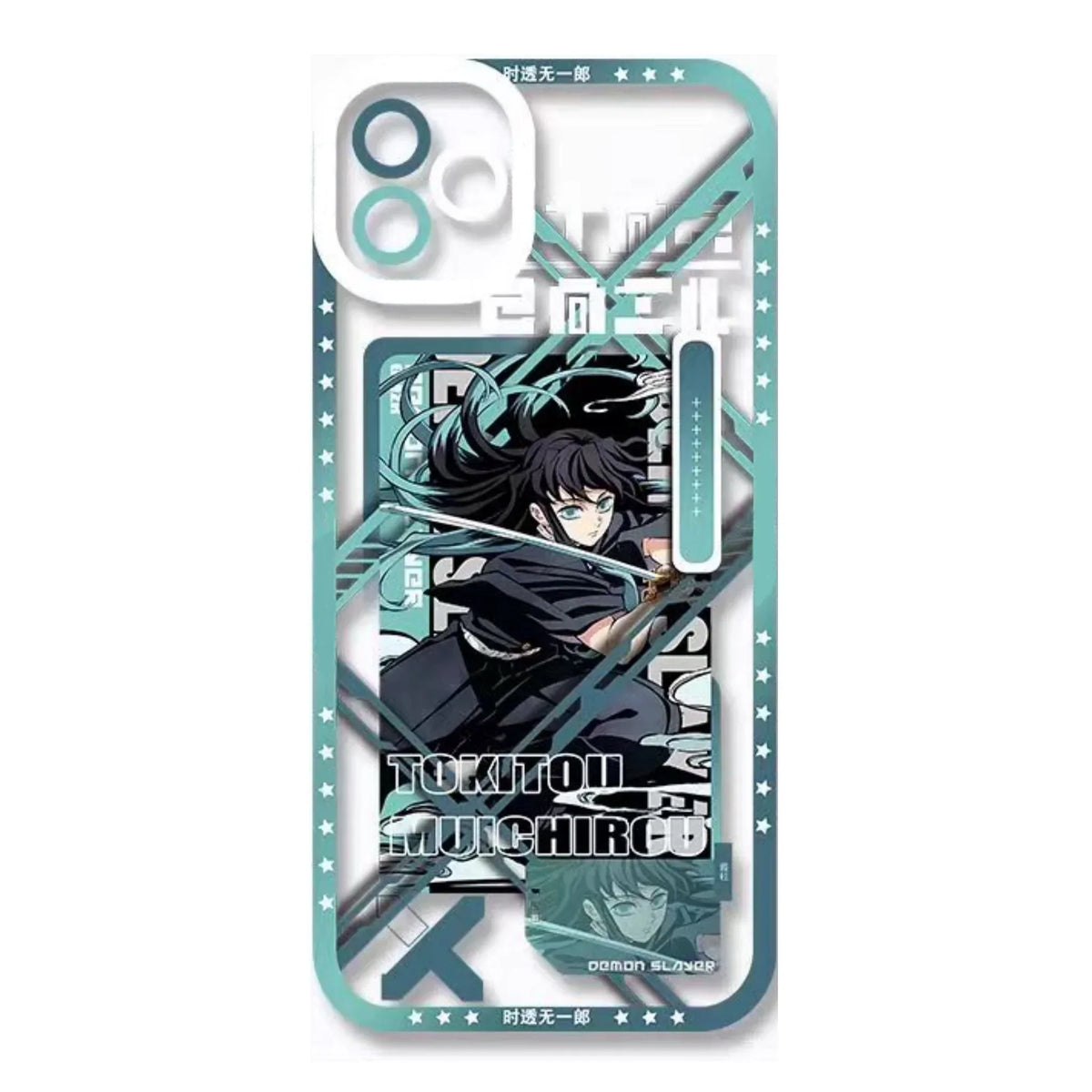 Demon Slayer Muichiro Tokito & Mitsuri Kanroji Anime Phone Case, Angel Eyes Frame Clear Transparent Soft TPU Shockproof Slim Protective Phone Cover, Kimetsu no Yaiba Manga Phone Shell for iPhone, Anime Fan Merch Gift