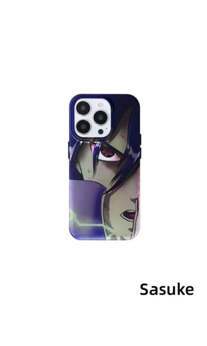Naruto Anime Holographic Print Phone Case for iPhone, Uchiha Sasuke Hatake Kakashi Color Shifting Manga Character Cover, Slim Shockproof Anti-Scratch Soft Protective Phone Shell, Anime Naruto Fan Birthday Gift