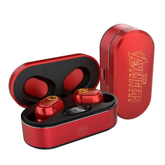 Marvel Avengers Iron Man Captain America Spider‑Man Black Widow TWS True Wireless Bluetooth Earbuds, LED Digital Power Display, Noise Cancelling Hi‑Fi Stereo In‑Ear Headphones For Fans Gift