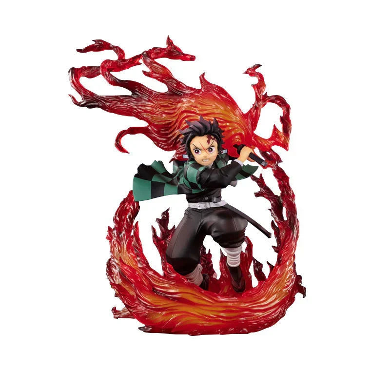 Demon Slayer Kimetsu no Yaiba GK Anime Figure, Tanjiro Rengoku Nezuko Giyu Character Statue with Special Effects Base, PVC Collectible Model Figurine, Anime Desk Decoration Gift for Demon Slayer Fans
