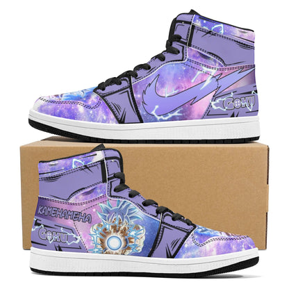 Dragon Ball Vegeta Ultra Instinct Anime High Top Sneakers, Purple Galaxy Custom Print Streetwear Shoes, Men Women Casual Fashion Sneakers, Anime Fan Collectible Footwear Gift