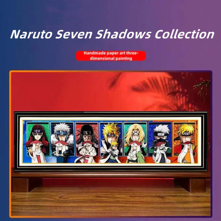 Naruto All Seven Hokages Long 3D Paper Cut Shadow Box Framed Art, Handmade Layered Papercraft Wall Decor, Anime Picture Frame, Fan Collectible Decor Gift