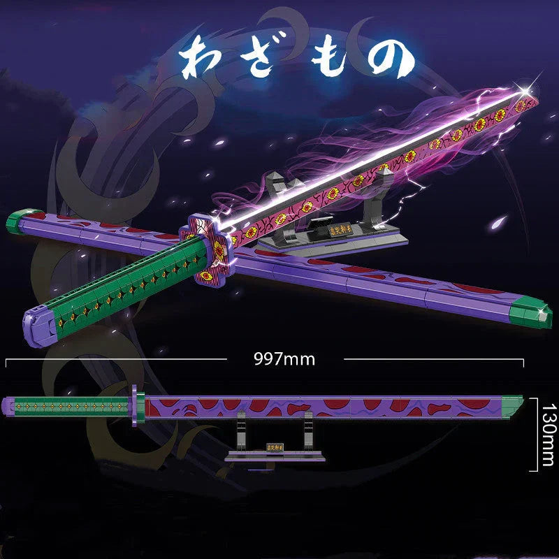 Demon Slayer Nichirin Sword Building Block Set, Anime Katana Model Kit with Scabbard & Display Stand, Multiple Styles Collectible Brick Sword, Cosplay Prop Assembly Toy Gift for Demon Slayer Fans