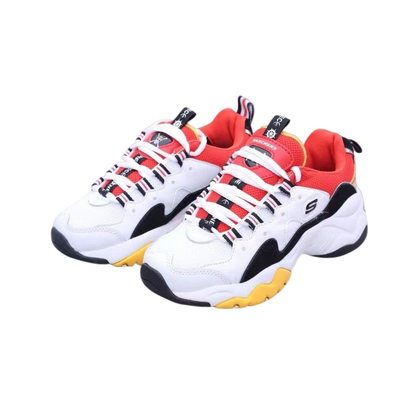 One Piece Monkey D Luffy Cosplay Chunky Sneakers, Anime Luffy White Red Yellow Color Block Dad Shoes, Men Women Thick Platform Casual Walking Trainers, One Piece Anime Fan Collectible Footwear