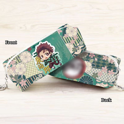 Demon Slayer Anime Pencil Case, Multi Styles Tanjiro Nezuko Zenitsu Rengoku Printed Pen Bag, Large Capacity Zipper Stationery Pouch, Demon Slayer Merch Makeup Bag Gift for Students Anime Fans