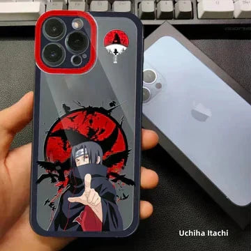 Naruto Anime Transparent Phone Case, Itachi Sasuke Naruto Gaara Pain Printed Shockproof Clear TPU Cover, Color Camera Frame Protective Case, Naruto Fan Phone Accessory Gift