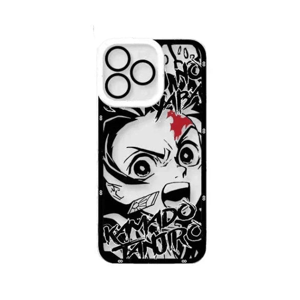 Demon Slayer Black White Manga Panel Phone Case, Tanjiro Mitsuri Muichiro Sketch Art Clear Transparent TPU Shockproof Slim Protective Phone Cover, Kimetsu no Yaiba Anime Manga Phone Shell for iPhone, Demon Slayer Fan Merch Gift
