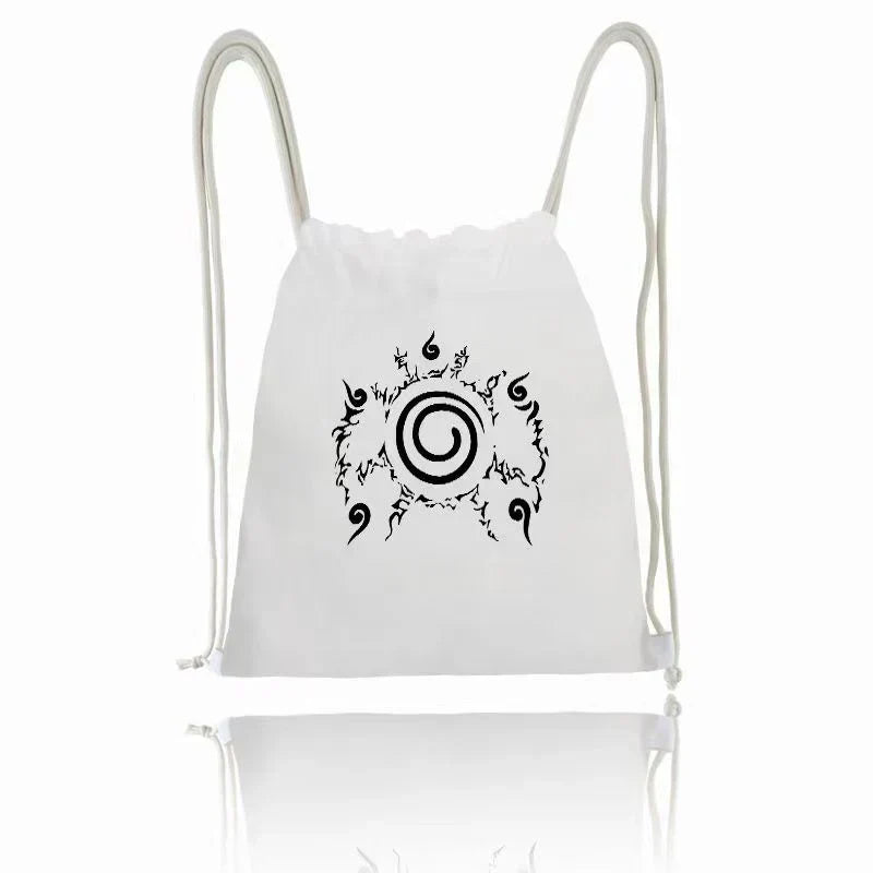 Naruto Anime Drawstring Backpack, Uzumaki Naruto & Konoha Symbol Printed Gym Sack Bag, Lightweight Portable Cinch Sack, Sport Storage Bag for School Shopping Travel, Anime Fan Gift
