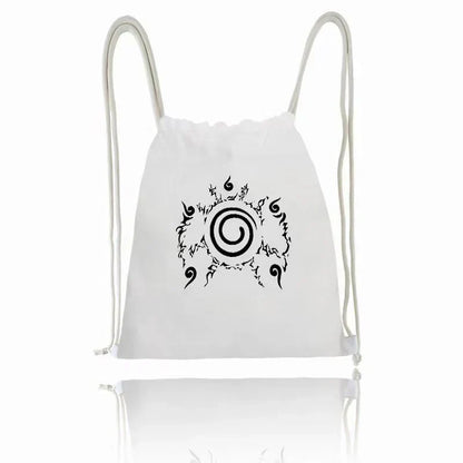 Naruto Anime Drawstring Backpack, Uzumaki Naruto & Konoha Symbol Printed Gym Sack Bag, Lightweight Portable Cinch Sack, Sport Storage Bag for School Shopping Travel, Anime Fan Gift
