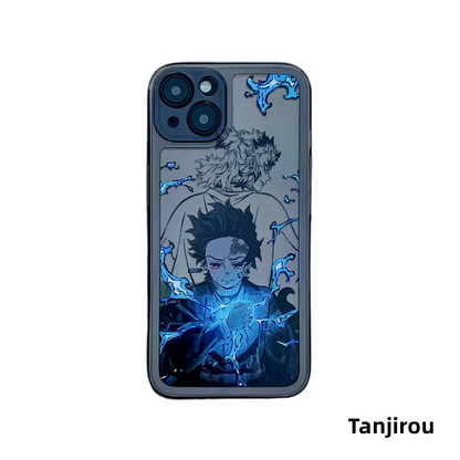 Demon Slayer Anime Phone Case, Tanjiro Zenitsu Print Transparent Shockproof Protective Cover, Cool Flame Pattern Clear Phone Shell, Anime Character Case, Gift for Demon Slayer Fans