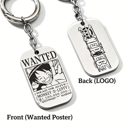 One Piece Wanted Poster Metal Dog Tag Keychain