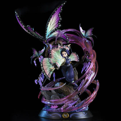 Demon Slayer Shinobu Kocho Figure, Hashira Shinobu Butterfly Resin Statue, Anime GK Bust Figurine with Butterfly Effect Base, Collectible Desktop Ornament Model Gift for Demon Slayer Fans