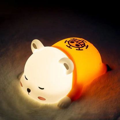 One Piece Bepo Silicone Night Light, Cute Touch Control LED Bedside Lamp, Soft Warm Light Anime Character Night Lamp, Rechargeable Bedroom Decor Light, Collectible Gift for One Piece Fans