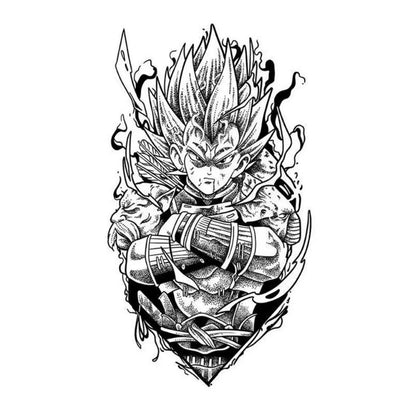 Dragon Ball Z Temporary Tattoo Stickers, DBZ Goku Vegeta Black Sketch Anime Fake Tattoos, Waterproof Long Lasting Body Art Tattoo Decals for Arm Shoulder Cosplay Anime Party Fans