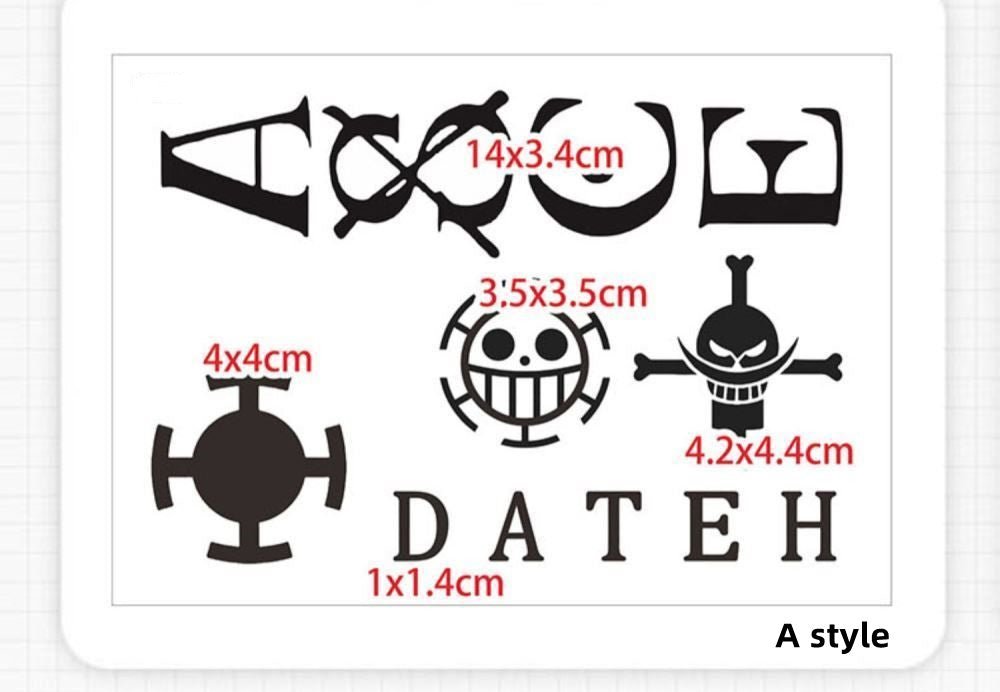 One Piece Temporary Tattoo Stickers, Anime Luffy Ace Cosplay Fake Tattoos, Waterproof Transfer Tattoo, Pirate Skull Symbol Body Art Stickers for Halloween Cosplay Party Fans