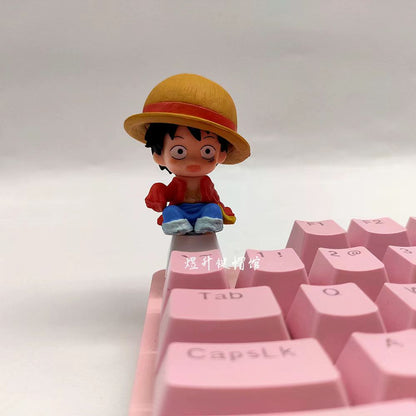 One Piece Custom Metal Keycap, Anime 3D Embossed Mechanical Keyboard Key Cap, Skull & Straw Hat Pattern Artisan Keycap, Replacement Keycap for Cherry MX Switch, Gaming Keyboard Decor Gift for One Piece Fans