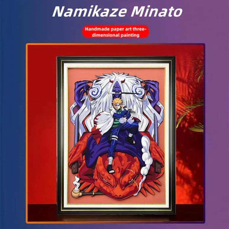 Naruto Namikaze Minato 3D Paper Cut Shadow Box Framed Art, Handmade Layered Papercraft Wall Decor, Anime Picture Frame, Fan Collectible Room Decor Gift