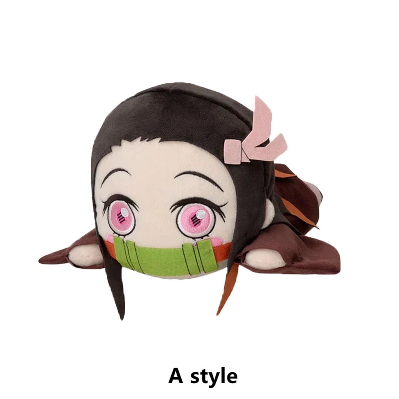 Demon Slayer Kimetsu no Yaiba Lying Plush Doll, Cute Anime Character Stuffed Pillow Plushie, Tanjiro Nezuko Zenitsu Inosuke Giyuu Shinobu Soft Toy, Anime Collectible Plush Gift for Fans