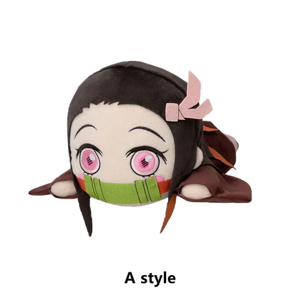 Demon Slayer Kimetsu no Yaiba Lying Plush Doll, Cute Anime Character Stuffed Pillow Plushie, Tanjiro Nezuko Zenitsu Inosuke Giyuu Shinobu Soft Toy, Anime Collectible Plush Gift for Fans