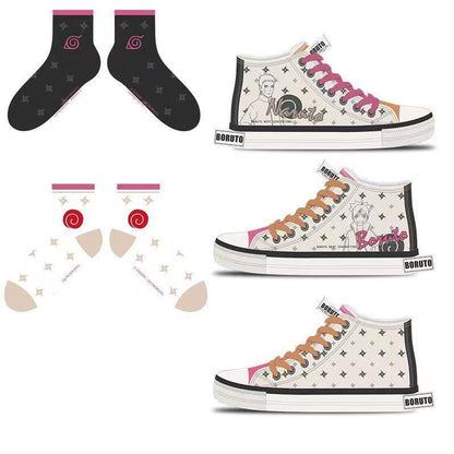 Boruto Naruto Next Generations Anime High Top Canvas Sneakers, Character Print Lace-up Casual Shoes, Breathable Memory Foam Footwear, Anime Cosplay Daily Walking Shoes, Fan Gift for Men Women Teens
