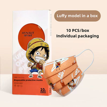 One Piece Disposable Face Masks, Luffy Chopper Anime Printed 3-Ply Breathable Protective Masks, Individual Wrapped Cute Cartoon Mask for Daily Use, One Piece Fan Gift