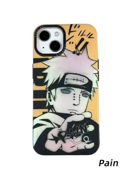 Naruto Anime Manga Phone Case for iPhone, Pain Nagato & Uchiha Sasuke Vintage Comic Print Shockproof Soft Protective Cover, Slim Fit Anti-Scratch Anime Character Phone Shell, Naruto Fan Gift