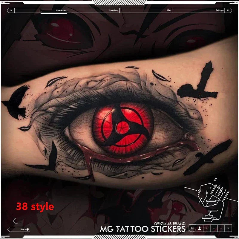 Naruto Anime Temporary Tattoo Stickers, Sharingan Akatsuki Uchiha Waterproof Fake Tattoos, Cosplay Body Art Stickers, Anime Party Decorations Gift for Naruto Fans