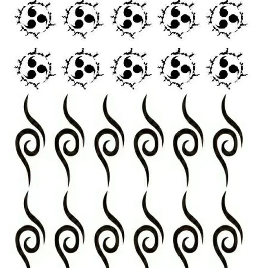 Naruto Anime Tattoo Stencil Set, Curse Mark & Konoha Symbol Temporary Tattoo Templates, Reusable DIY Henna Tattoo Stencils for Naruto Cosplay Body Art