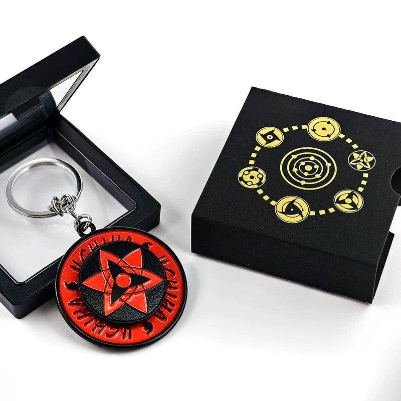 Naruto Sasuke Itachi Kakashi Rotating Sharingan Keychain Metal Anime Pendant Key Ring Cosplay Accessory Collectible Key Charm Gift For Anime Fans