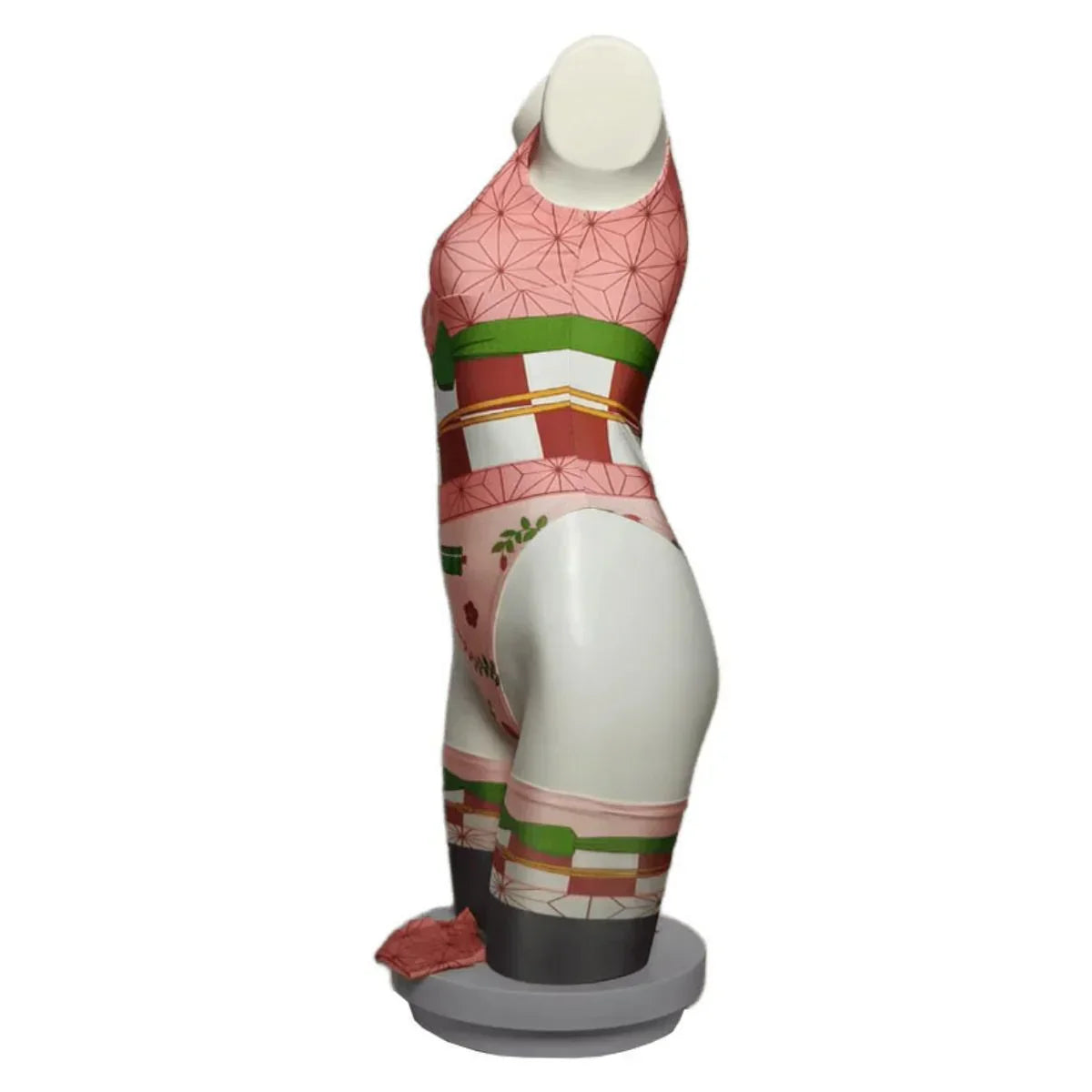 Demon Slayer Nezuko Anime Cosplay Swimsuit for Women, Sleeveless One Piece Bathing Suit, Kimono Pattern Anime Swimwear, High Cut Cosplay Outfit, Anime Themed Beachwear Gift for Demon Slayer Fans