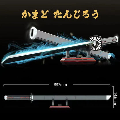 Demon Slayer Tanjiro Nichirin Sword Building Block Set, Anime Katana Model with Display Stand, DIY Assembly Bricks, Collectible Sword Model, Gift for Anime & Block Fans