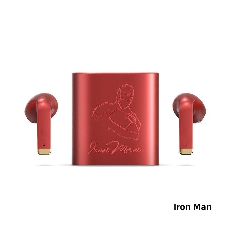 Marvel Avengers TWS True Wireless Bluetooth Earbuds, Iron Man Thanos Black Panther Captain America Hulk Engraved Bluetooth Headphones, Touch Control Stereo Earphones with Metal Charging Case, Marvel Fan Anime Merch Gift