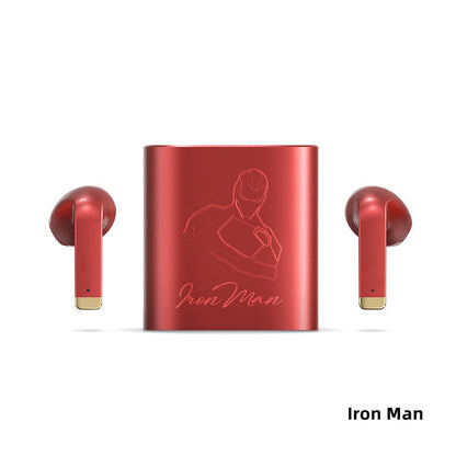 Marvel Avengers TWS True Wireless Bluetooth Earbuds, Iron Man Thanos Black Panther Captain America Hulk Engraved Bluetooth Headphones, Touch Control Stereo Earphones with Metal Charging Case, Marvel Fan Anime Merch Gift