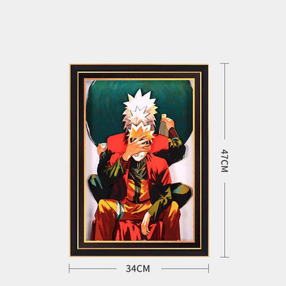 Naruto Jiraiya 3D Layered Paper Cut Art Frame, Anime Jiraiya Paper Carving Shadow Box, Stratified Handmade Paper Craft Painting, Wall & Desktop Display Decor, Collectible Art Gift for Naruto Anime Fans