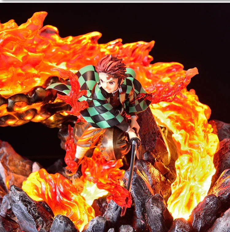 Demon Slayer Tanjiro Kamado Figure, Hinokami Kagura Fire Dragon GK Resin Statue, Kamado Tanjiro Diorama Figurine, Anime Collectible Desktop Ornament Gift for Demon Slayer Fans