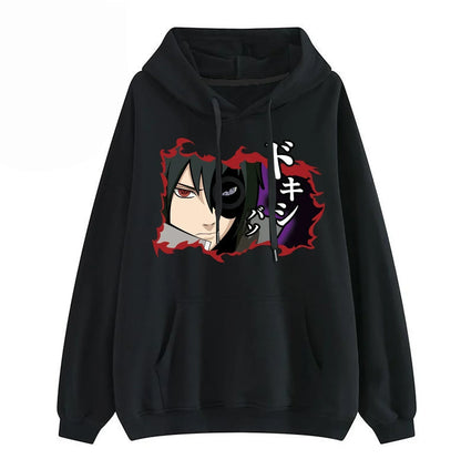 Naruto Anime Graphic Hoodie Unisex, Classic Naruto Character Print Pullover Hooded Sweatshirt, Casual Long Sleeve Hoodie with Kangaroo Pocket, Naruto Fan Streetwear Gift