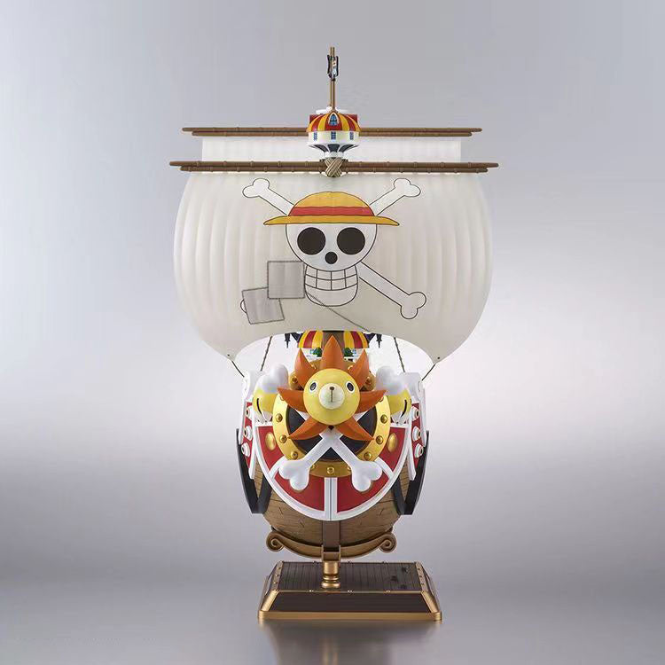 One Piece Thousand Sunny Pirate Ship Model Kit, Luffy Straw Hat Crew Boat Building Model, Anime One Piece Thousand Sunny Statue Collectible, DIY Assembly Ship Toy, Desktop Display Decoration Gift for One Piece Fans