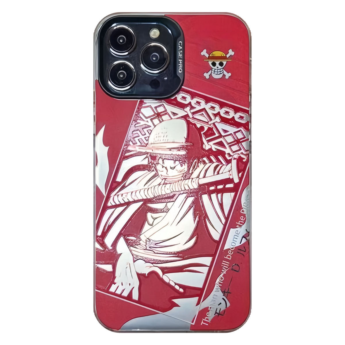 One Piece Luffy Zoro Anime Phone Case for iPhone, Manga Silver Foil Print Protective Cover, Straw Hat Pirates Character Phone Shell, Shockproof Slim Phone Case, Anime Gift for One Piece Fans