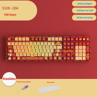 One Piece Anime Custom Keycaps Set, PBT Dye-Subbed 108 Keys Full Size Keycap Kit, Luffy Straw Hat Crew Anime Themed Keyboard Key Caps, Universal for Mechanical Keyboard, Anime Merch Gift for One Piece Fans