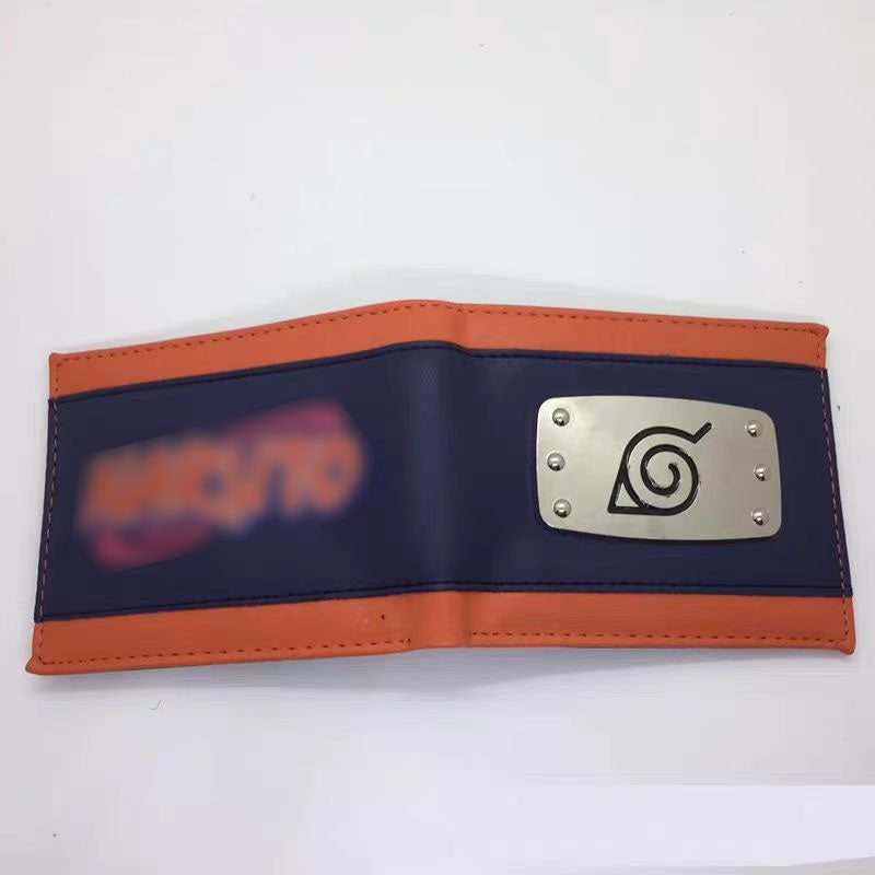 Naruto Anime Bifold Wallet, Akatsuki Red Cloud Leaf Village Symbol PU Leather Short Purse, Card Holder Cash Pocket Coin Pocket, Naruto Cosplay Anime Merch Wallet Gift for Naruto Fans
