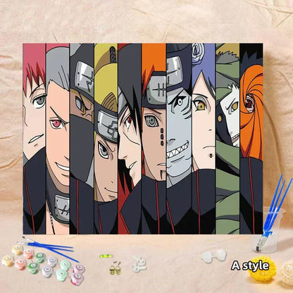 Naruto Anime Paint by Numbers Kit for Adults & Teens, DIY Digital Oil Painting, Akatsuki & Naruto Character Canvas Art, Home Wall Decor, Handmade Art Gift for Naruto Fans