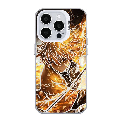 Demon Slayer Anime Phone Case for iPhone, Zenitsu Agatsuma Golden Lightning Art Shockproof Protective Cover, Classic Demon Slayer Zenitsu Character Phone Shell, Anime Merch Gift for Demon Slayer Fans