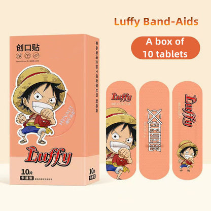One Piece Cartoon Band-Aids, Luffy Zoro Cute Anime Adhesive Bandages for Kids, Breathable Waterproof Wound Plaster, Children First Aid Sticker Bandages, Anime Fans Gift