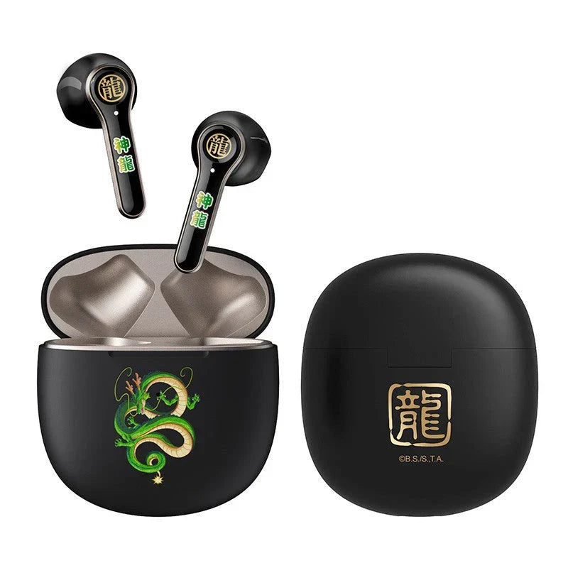 Dragon Ball Z TWS True Wireless Bluetooth Earbuds, DBZ Anime Goku Buu Frieza Shenron Printed Bluetooth Headphones, Touch Control Stereo Earphones with Charging Case, Dragon Ball Fan Anime Merch Gift